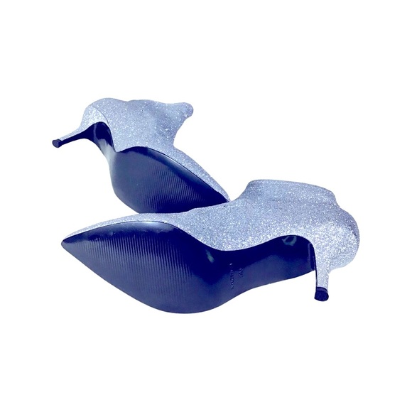 Nine West pointed toe slip on ankle booties glittery silver new never  worn - Picture 6 of 6